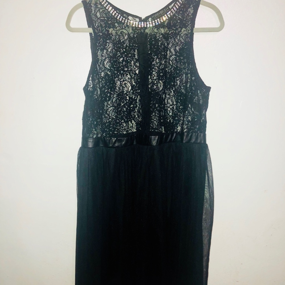 Women’s FOREVER21 Black Lace Dress w/ Crystals 2XL